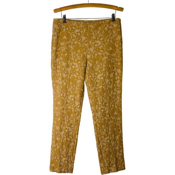 Paperwhite yellow lace boho floral high waisted pants 10 - Picture 1 of 7